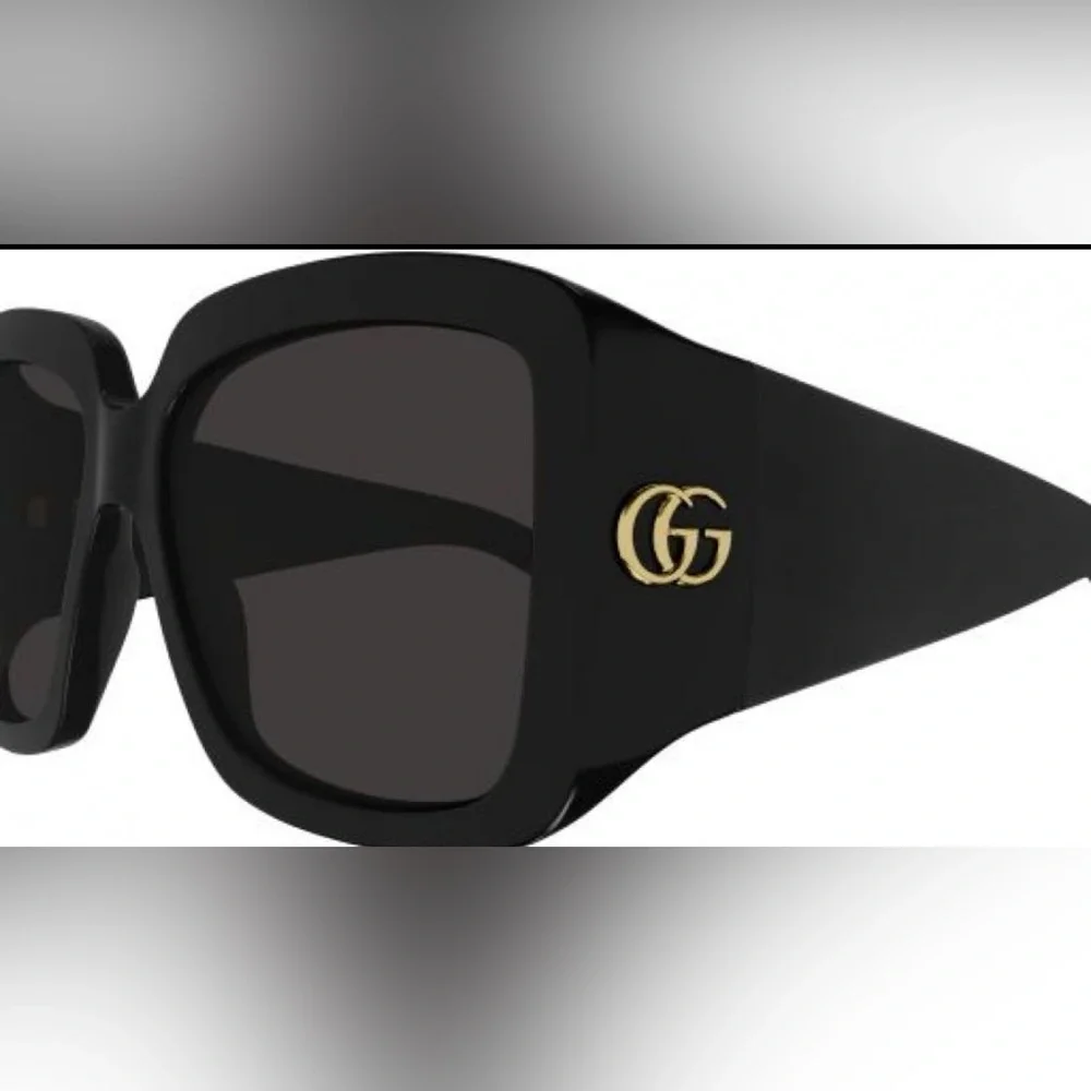 Gucci GG1402S Oversized Square Sunglasses Black Gold GG Logo + Plush Case Coa - Picture 2 of 9